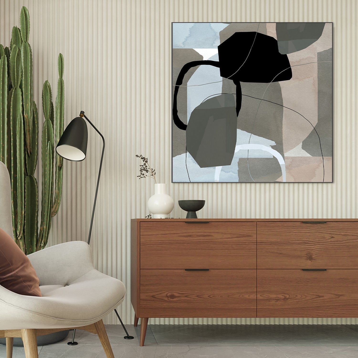 wall-art-print-canvas-poster-framed-Neutral Shapes Abstract, Style E-2