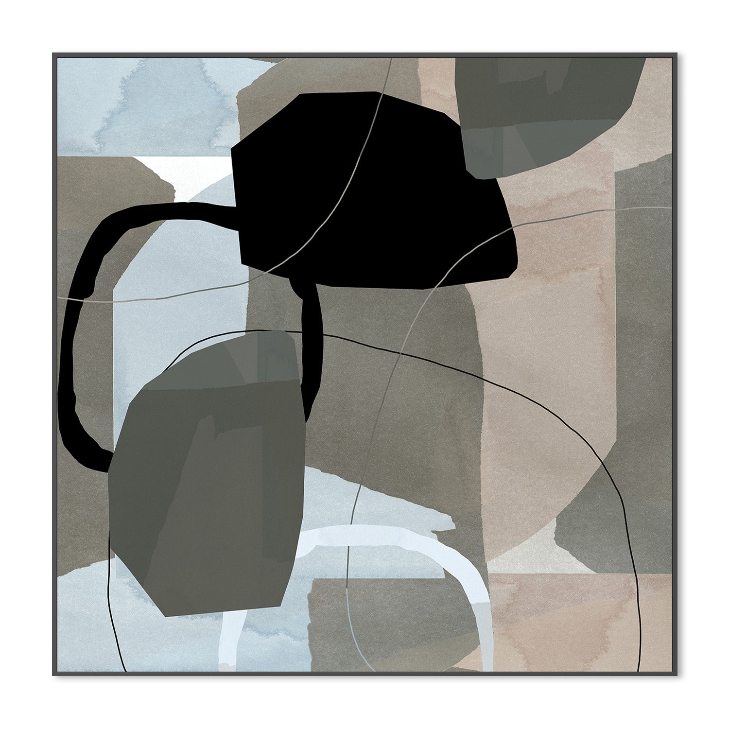 wall-art-print-canvas-poster-framed-Neutral Shapes Abstract, Style E-3
