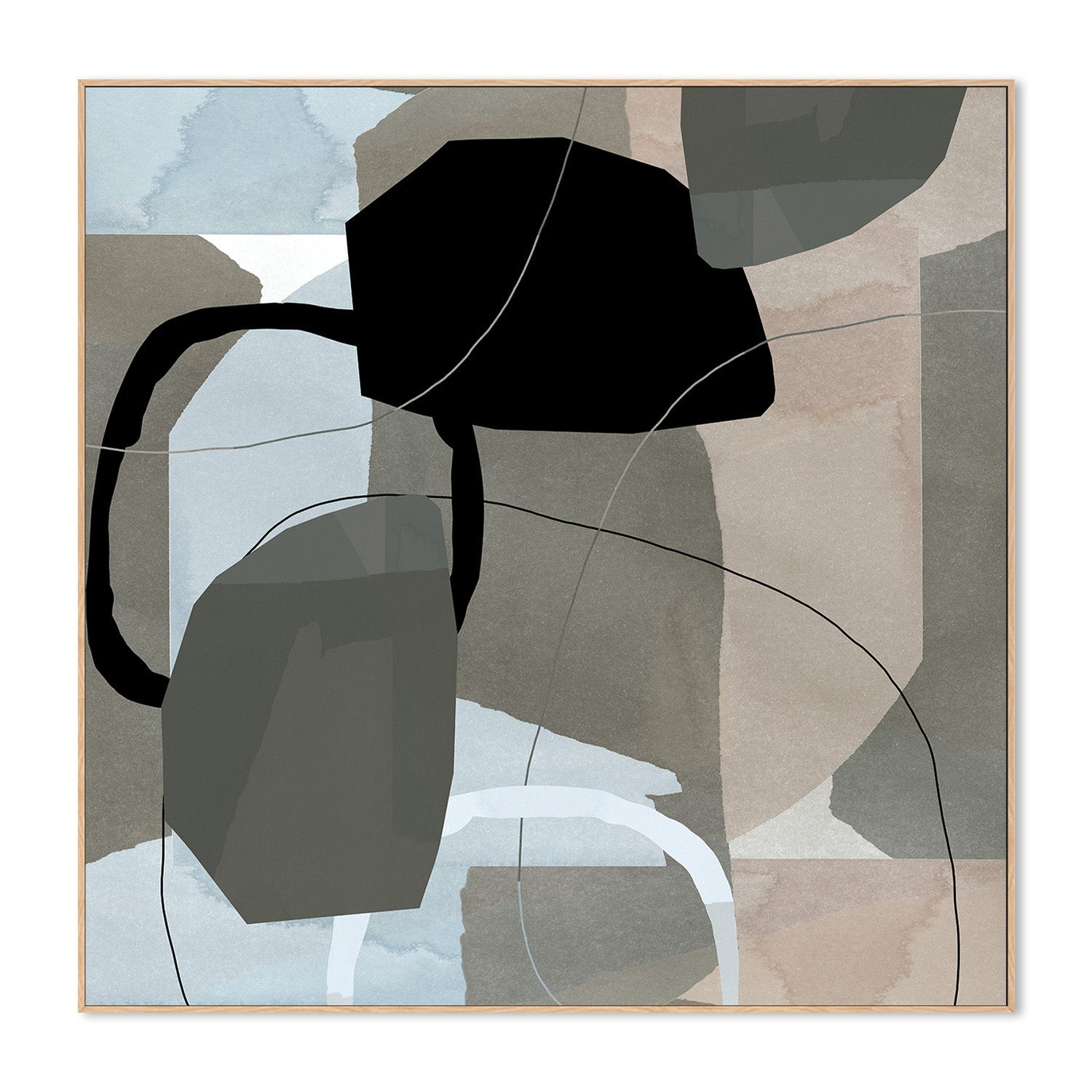 wall-art-print-canvas-poster-framed-Neutral Shapes Abstract, Style E-4