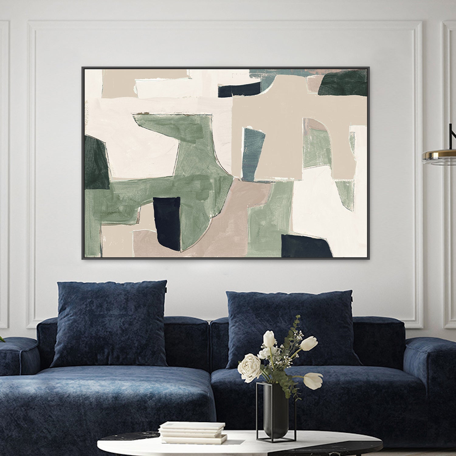 wall-art-print-canvas-poster-framed-New Jigsaw, Beige and Green-2
