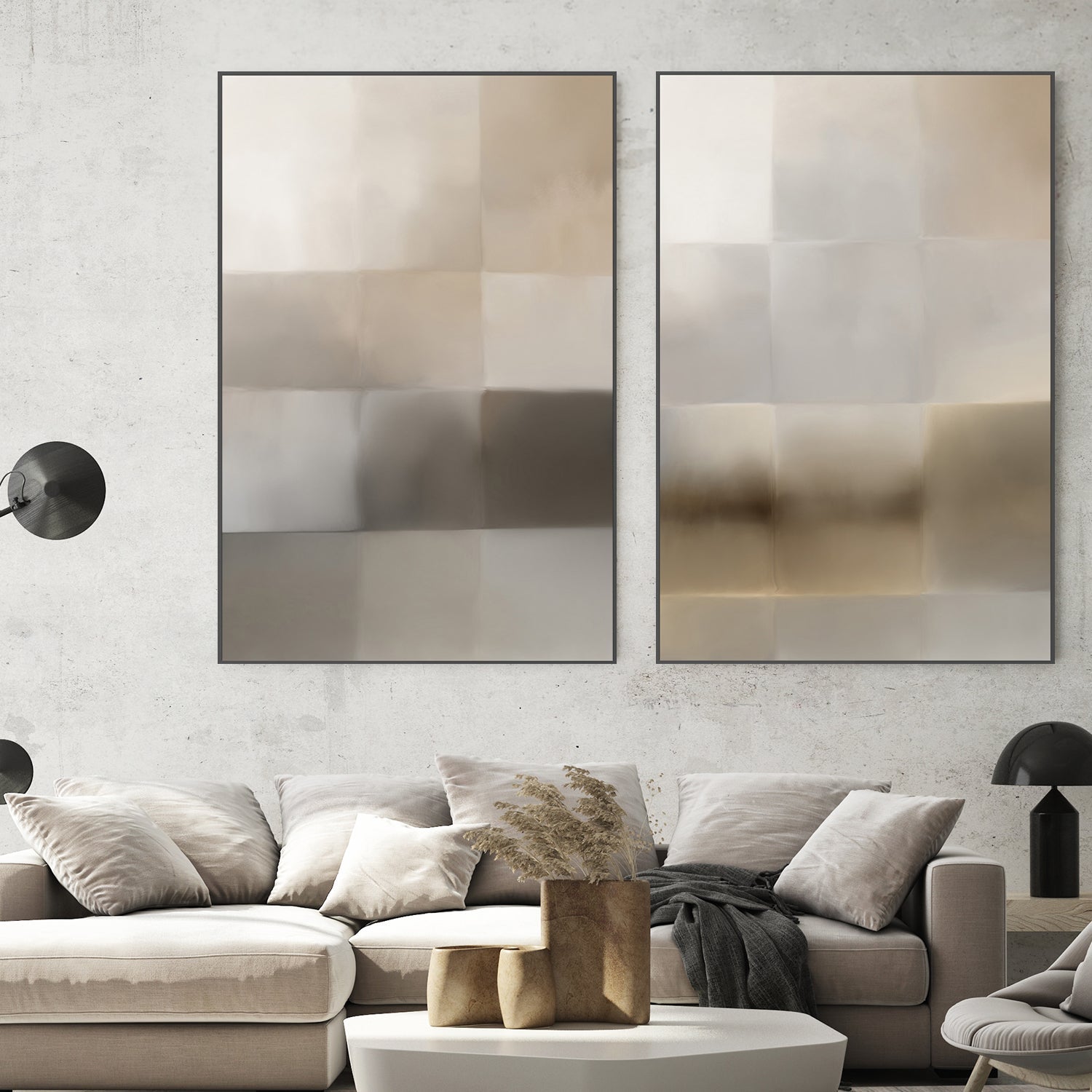 wall-art-print-canvas-poster-framed-Next Time, Neutral Abstract, Style A & B, Set Of 2 , By Karine Tonial Grimm-2