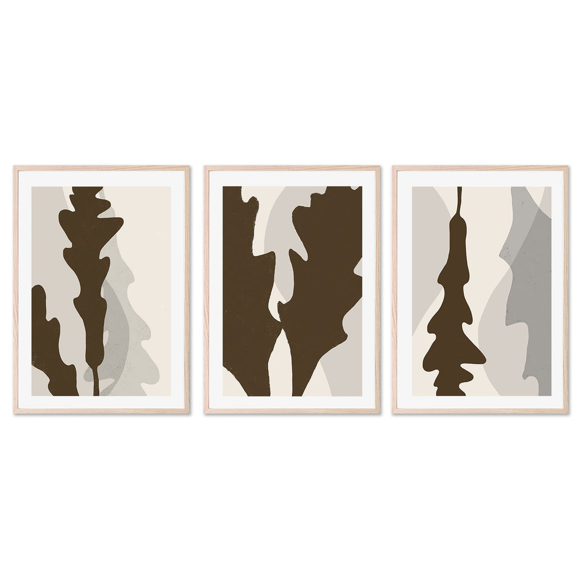 wall-art-print-canvas-poster-framed-Oak Leaf, Style A, B & C, Set Of 3 , By Danushka Abeygoda-GIOIA-WALL-ART