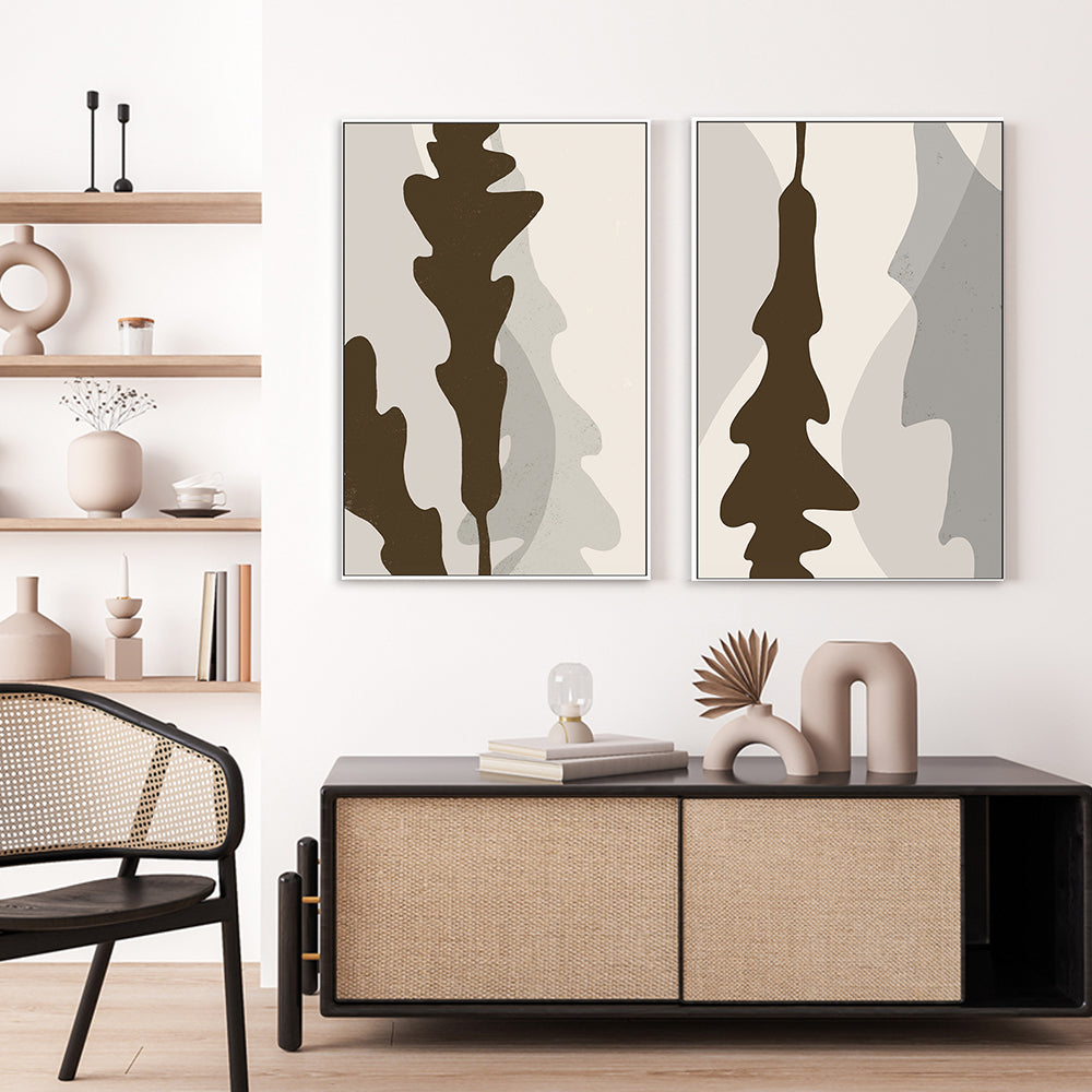 wall-art-print-canvas-poster-framed-Oak Leaf, Style A & C, Set Of 2 , By Danushka Abeygoda-GIOIA-WALL-ART