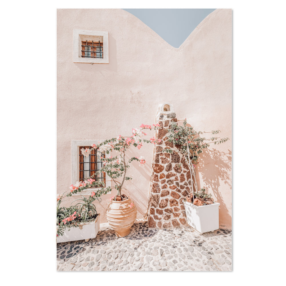 wall-art-print-canvas-poster-framed-Oia Santorini Views And Old Stone Wall, Set Of 2-by-Gioia Wall Art-Gioia Wall Art