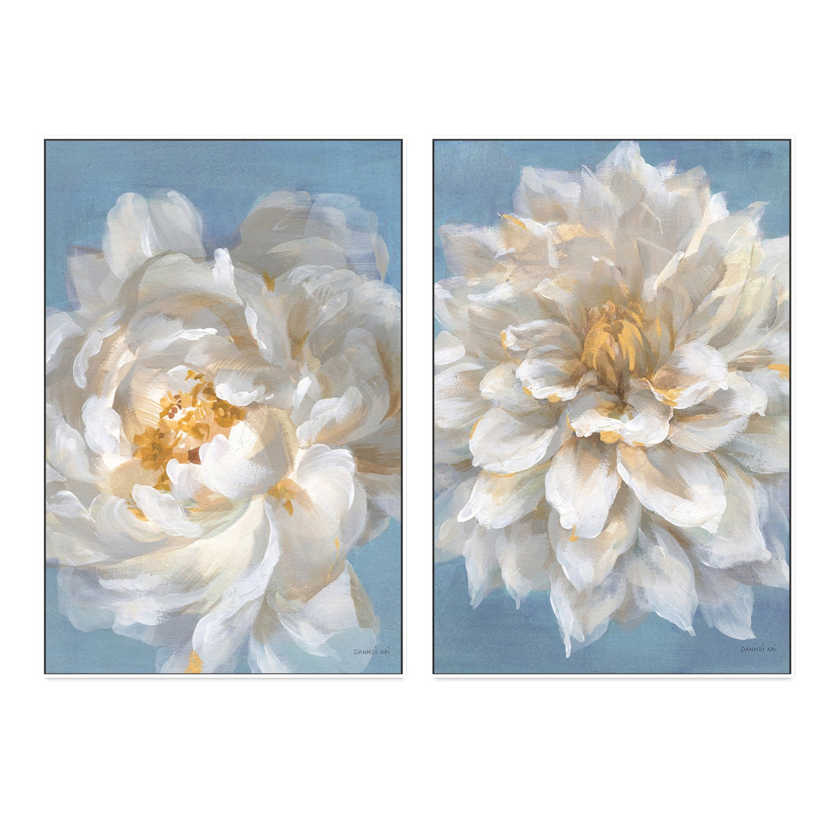 wall-art-print-canvas-poster-framed-Open Petals, Set of 2-by-Danhui Nai-Gioia Wall Art