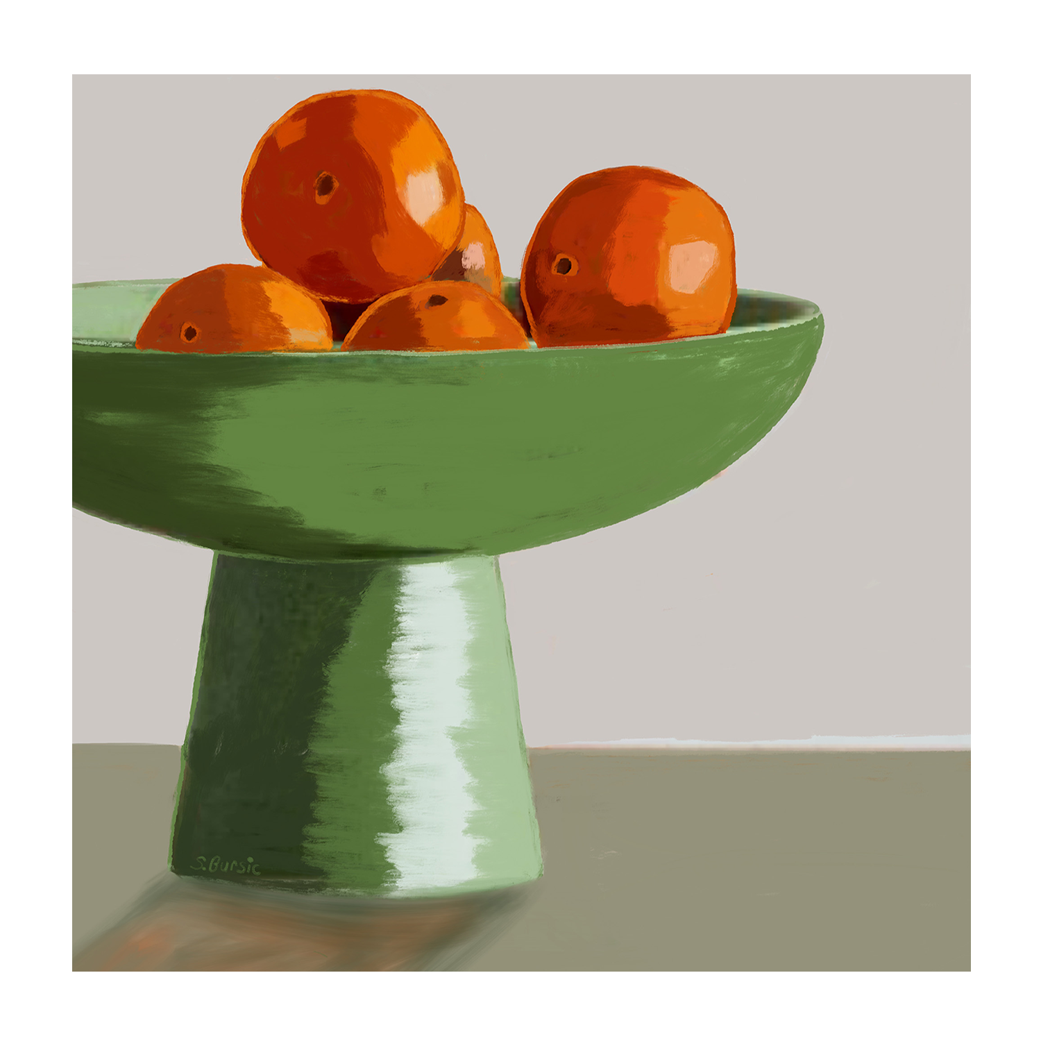 wall-art-print-canvas-poster-framed-Oranges Green Bowl, Style A , By Sharyn Bursic-1