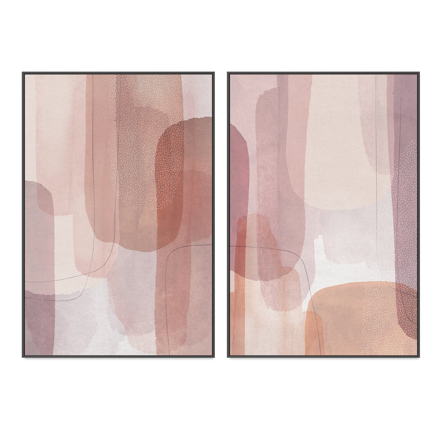 wall-art-print-canvas-poster-framed-Painted Curves Pink, Style A & Style B, Set Of 2-by-Dear Musketeer Studio-Gioia Wall Art