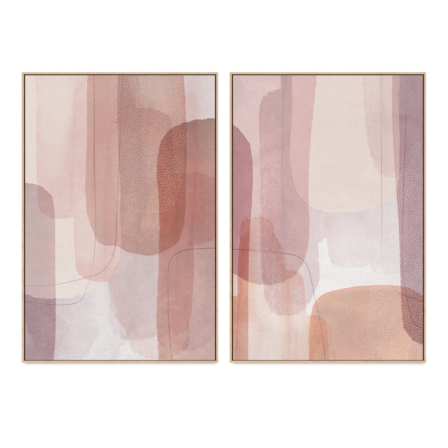 wall-art-print-canvas-poster-framed-Painted Curves Pink, Style A & Style B, Set Of 2-by-Dear Musketeer Studio-Gioia Wall Art