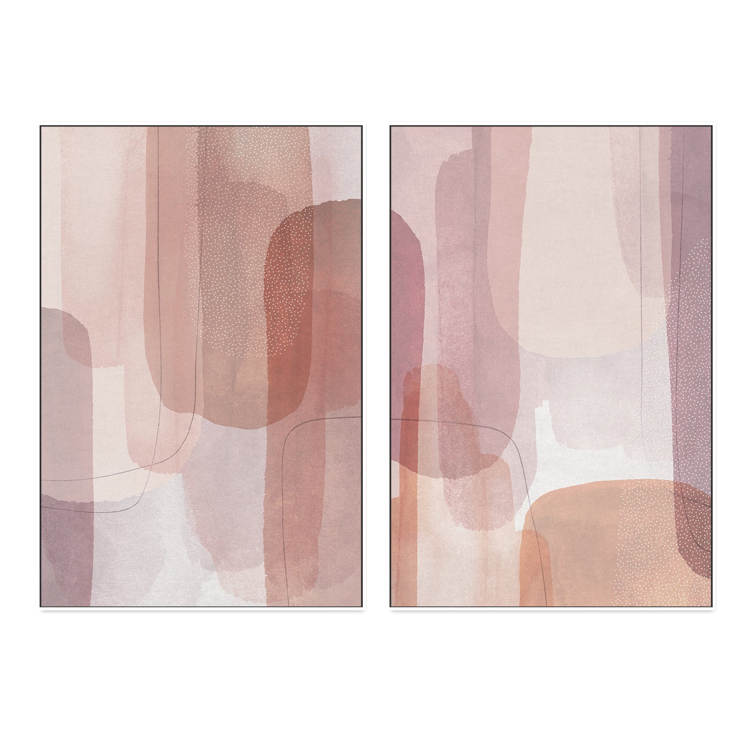 wall-art-print-canvas-poster-framed-Painted Curves Pink, Style A & Style B, Set Of 2-by-Dear Musketeer Studio-Gioia Wall Art