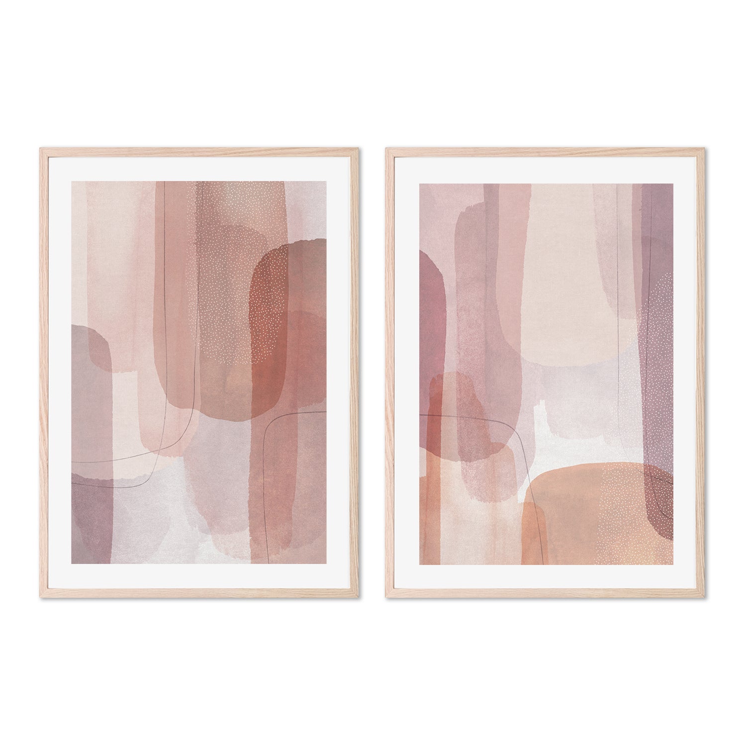 wall-art-print-canvas-poster-framed-Painted Curves Pink, Style A & Style B, Set Of 2-by-Dear Musketeer Studio-Gioia Wall Art