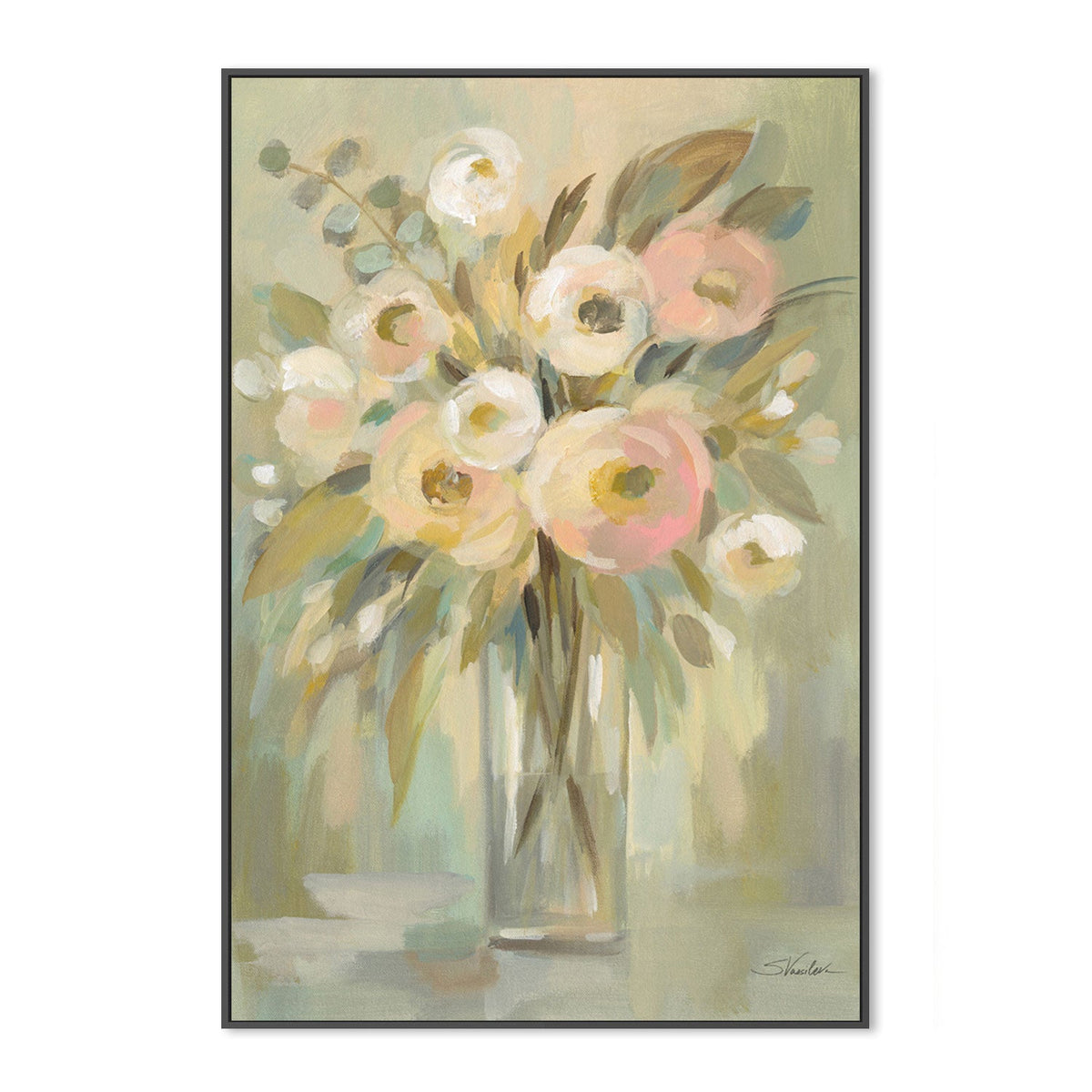 wall-art-print-canvas-poster-framed-Painterly Strokes Floral-by-Silvia Vassileva-Gioia Wall Art