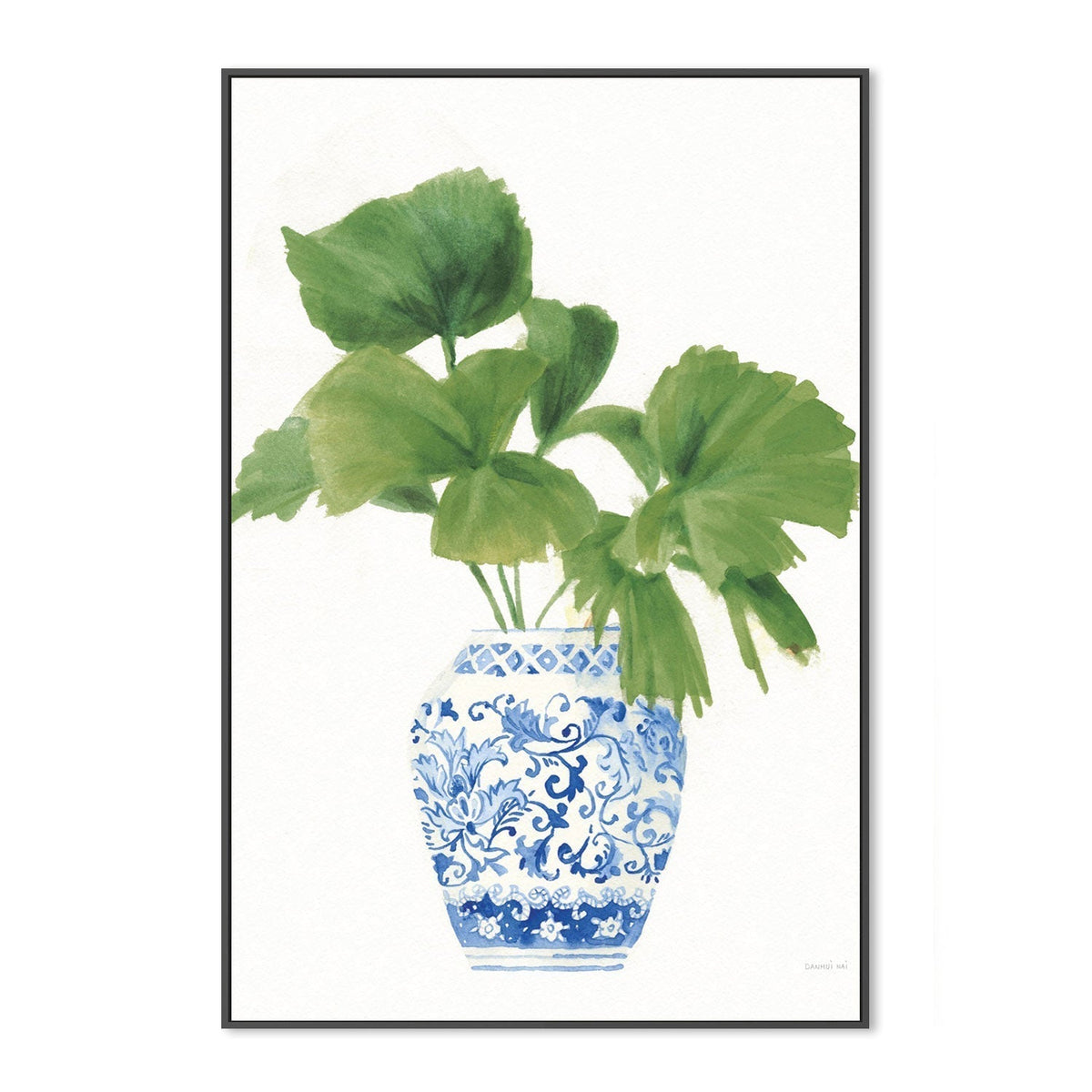 wall-art-print-canvas-poster-framed-Palm Chinoiserie White, Dark Green, Style A-by-Danhui Nai-Gioia Wall Art