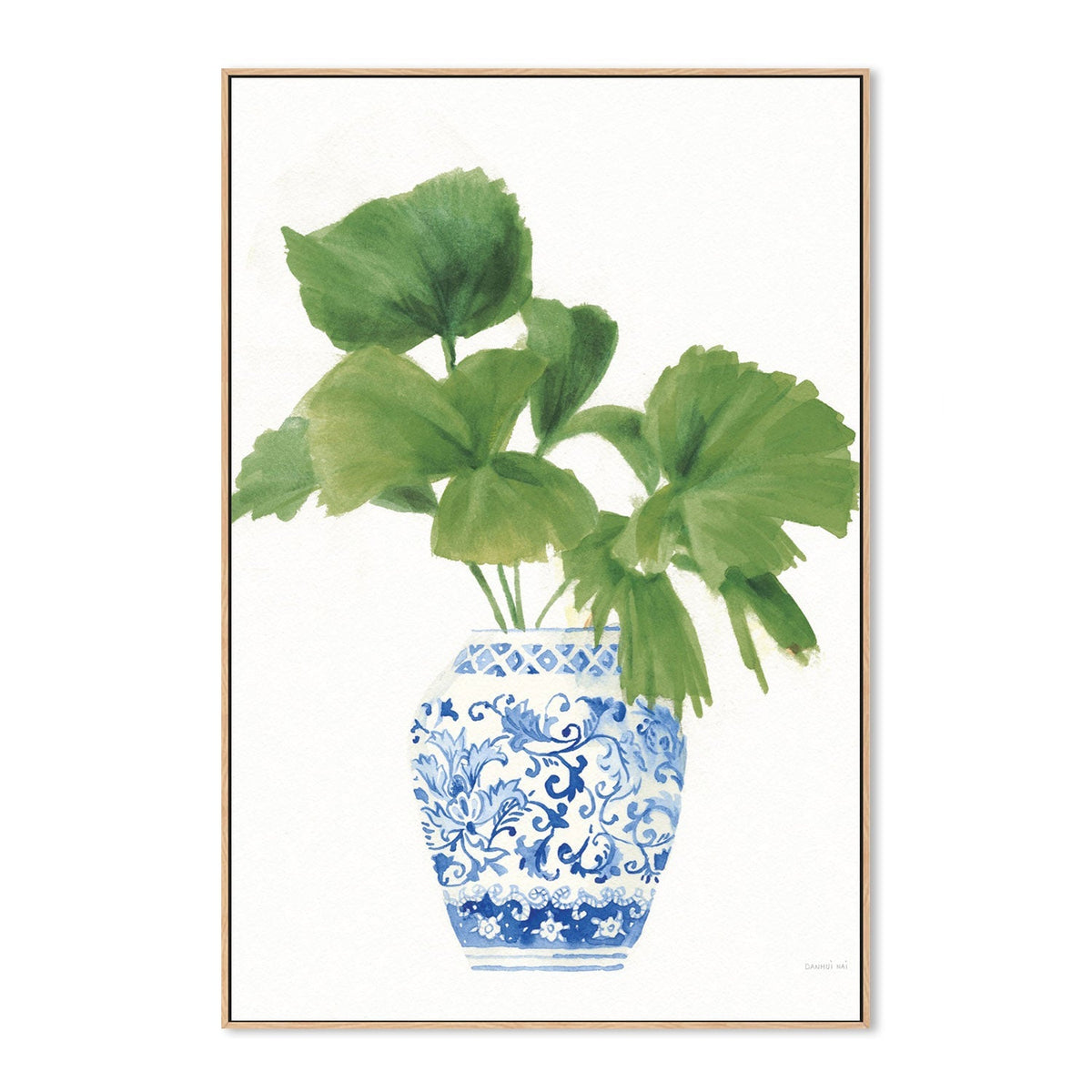 wall-art-print-canvas-poster-framed-Palm Chinoiserie White, Dark Green, Style A-by-Danhui Nai-Gioia Wall Art