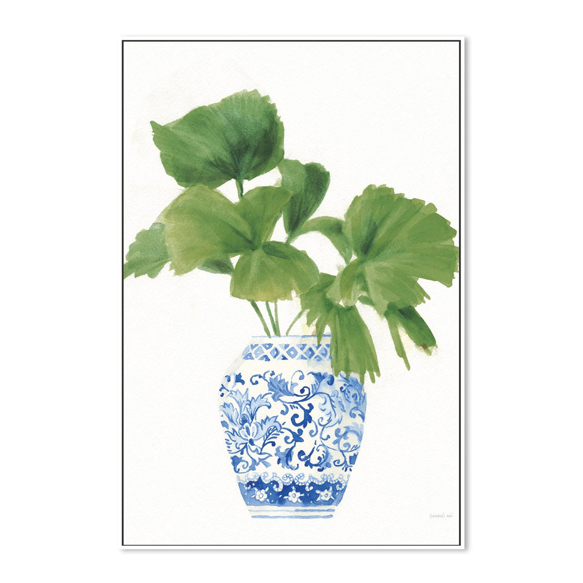 wall-art-print-canvas-poster-framed-Palm Chinoiserie White, Dark Green, Style A-by-Danhui Nai-Gioia Wall Art