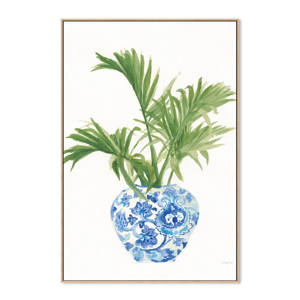 wall-art-print-canvas-poster-framed-Palm Chinoiserie White, Dark Green, Style B-by-Danhui Nai-Gioia Wall Art
