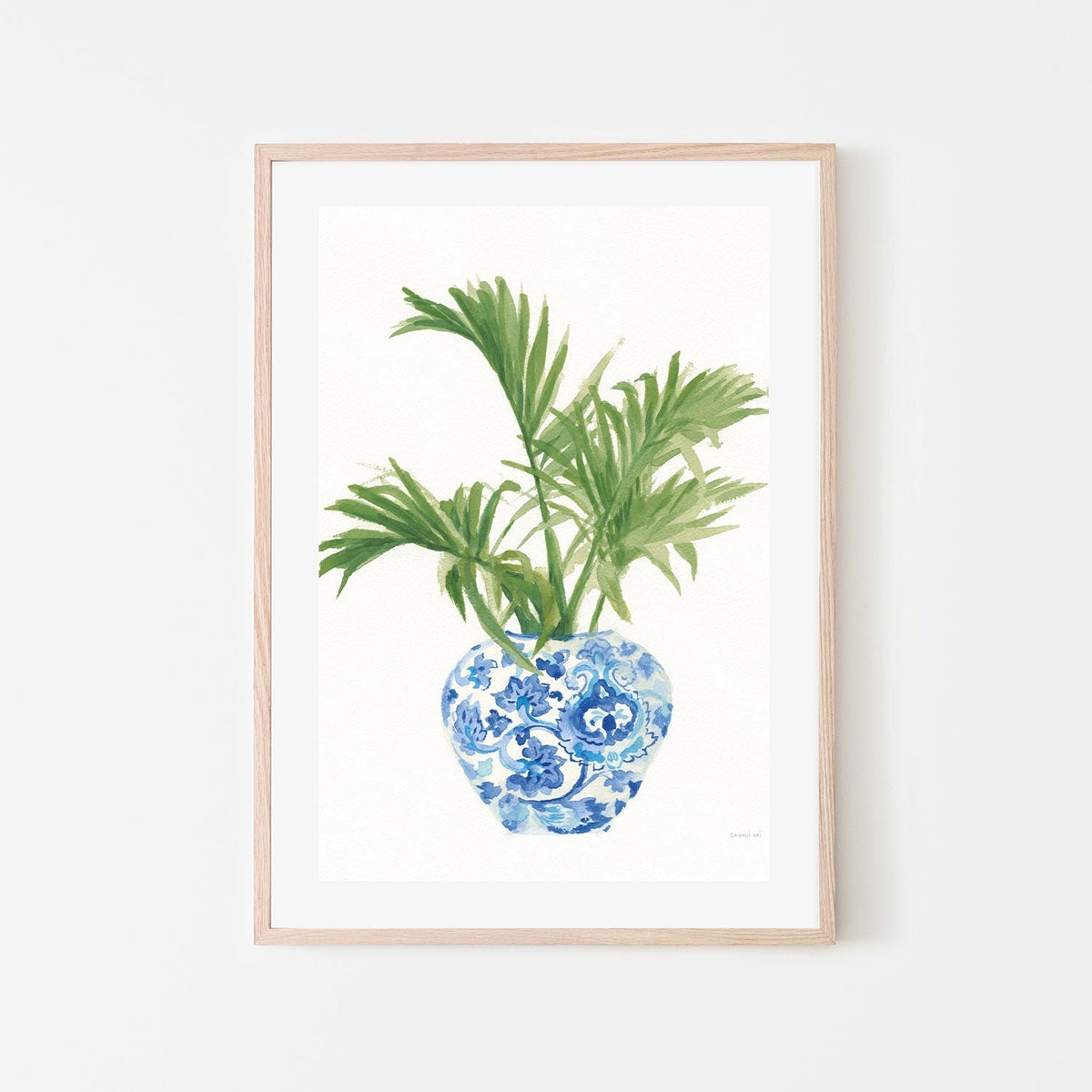 wall-art-print-canvas-poster-framed-Palm Chinoiserie White, Dark Green, Style B-by-Danhui Nai-Gioia Wall Art