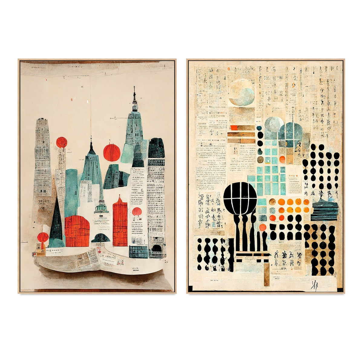 wall-art-print-canvas-poster-framed-Paper City Formula, Set Of 2 , By Treechild-GIOIA-WALL-ART