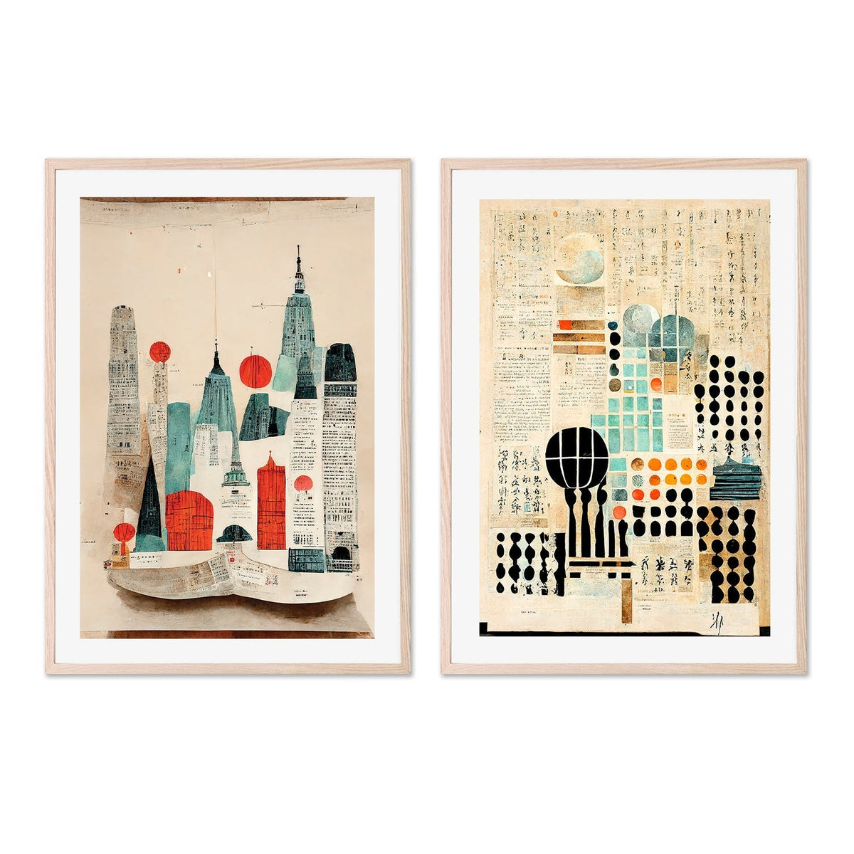 wall-art-print-canvas-poster-framed-Paper City Formula, Set Of 2 , By Treechild-GIOIA-WALL-ART