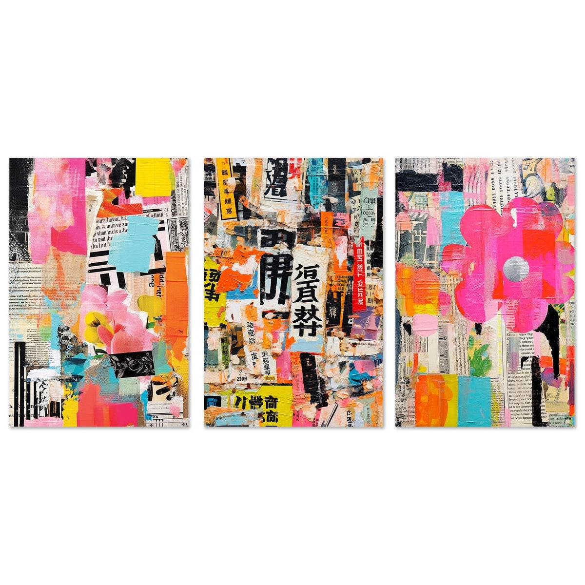 wall-art-print-canvas-poster-framed-Paper Snippets, Style B , C & D, Set Of 3 , By Treechild-GIOIA-WALL-ART