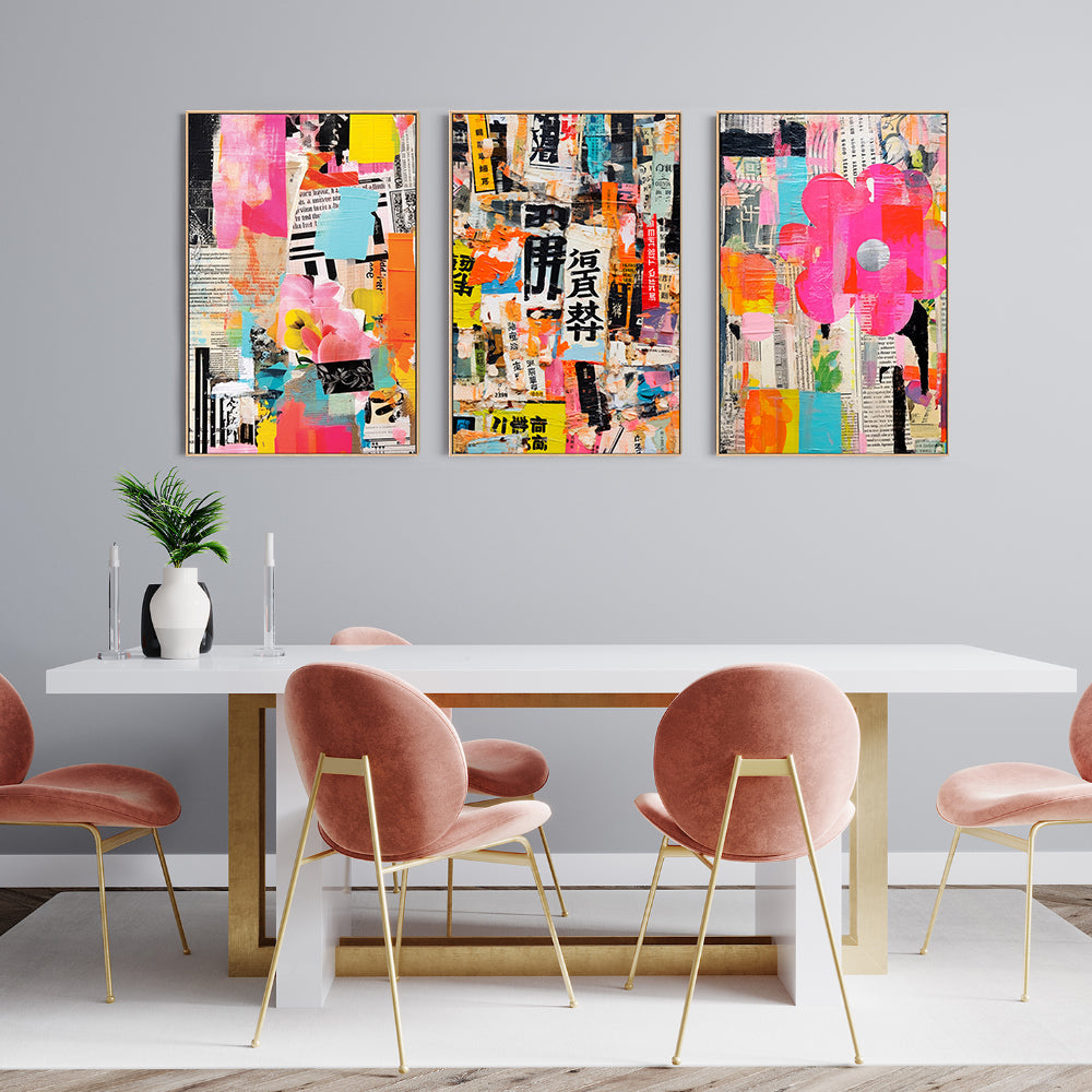 wall-art-print-canvas-poster-framed-Paper Snippets, Style B , C & D, Set Of 3 , By Treechild-GIOIA-WALL-ART