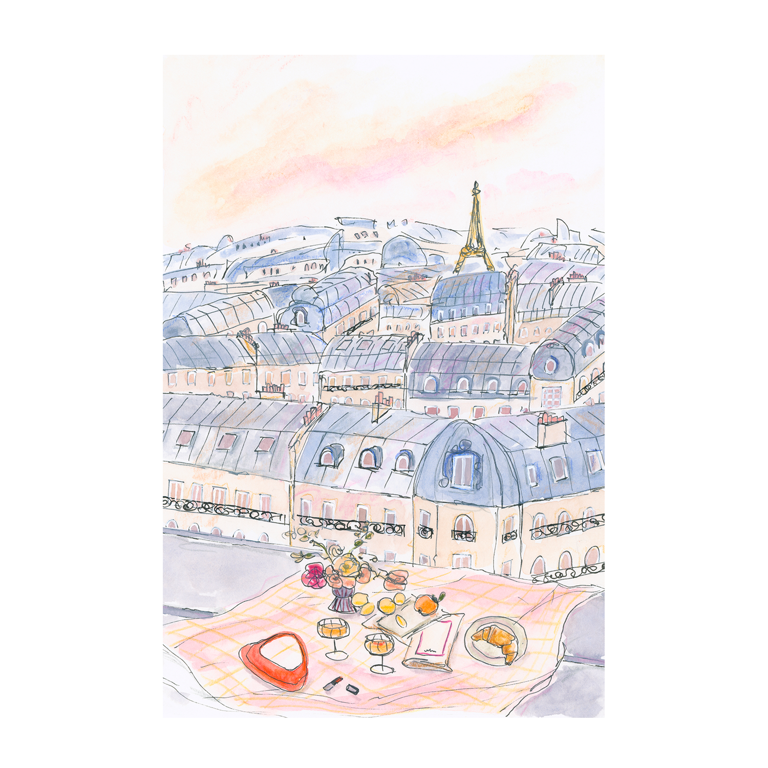 wall-art-print-canvas-poster-framed-Parisian Rooftop , By Katharina Puritscher-1