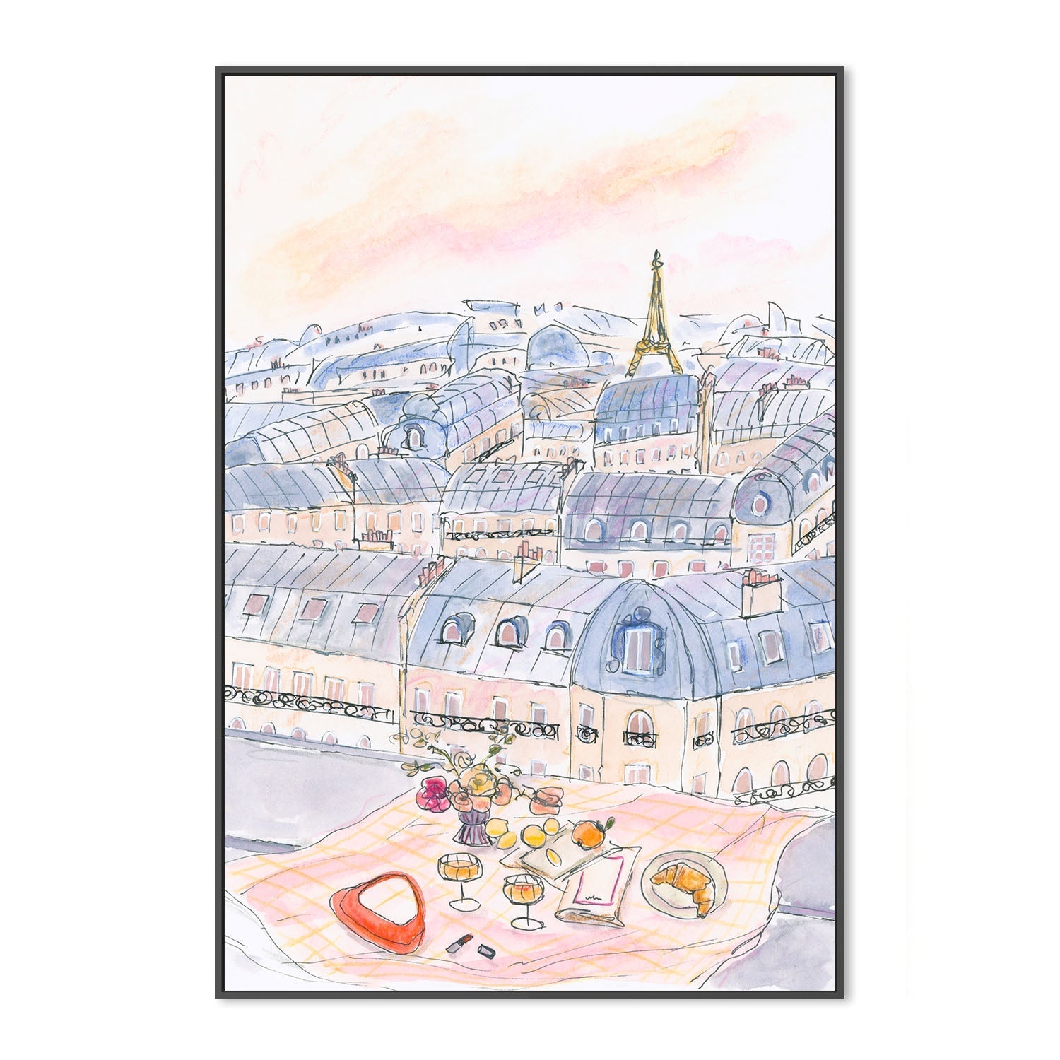 wall-art-print-canvas-poster-framed-Parisian Rooftop , By Katharina Puritscher-3