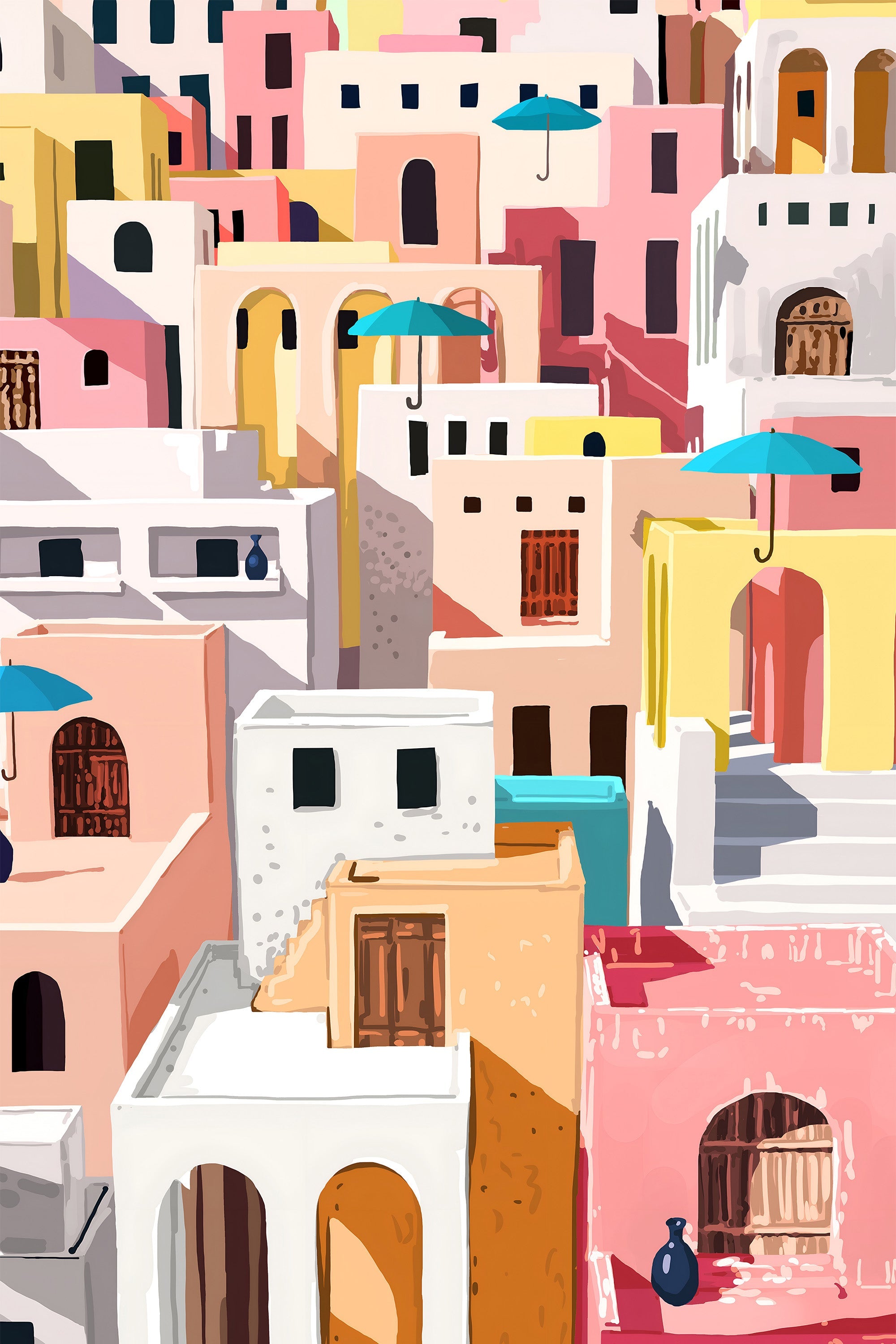 wall-art-print-canvas-poster-framed-Pastel Cityscape-1