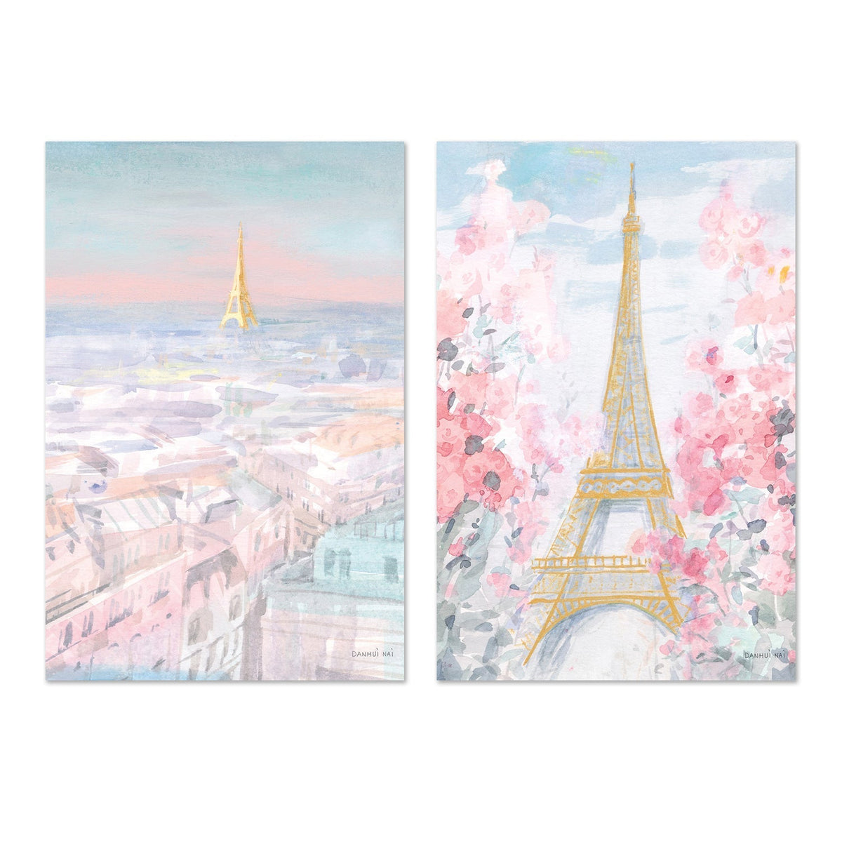 wall-art-print-canvas-poster-framed-Pastel Paris, Style A & D, Set of 2-by-Danhui Nai-Gioia Wall Art