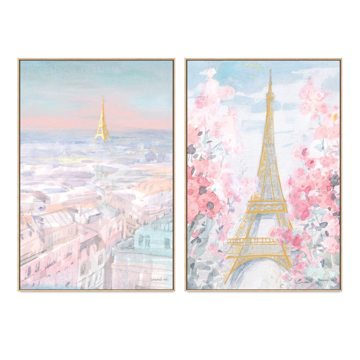 wall-art-print-canvas-poster-framed-Pastel Paris, Style A & D, Set of 2-by-Danhui Nai-Gioia Wall Art
