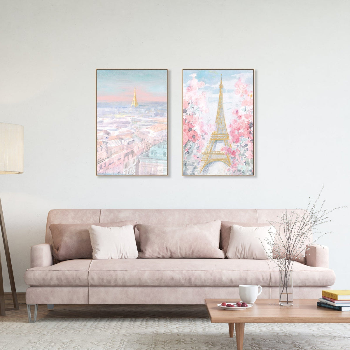 wall-art-print-canvas-poster-framed-Pastel Paris, Style A & D, Set of 2-by-Danhui Nai-Gioia Wall Art
