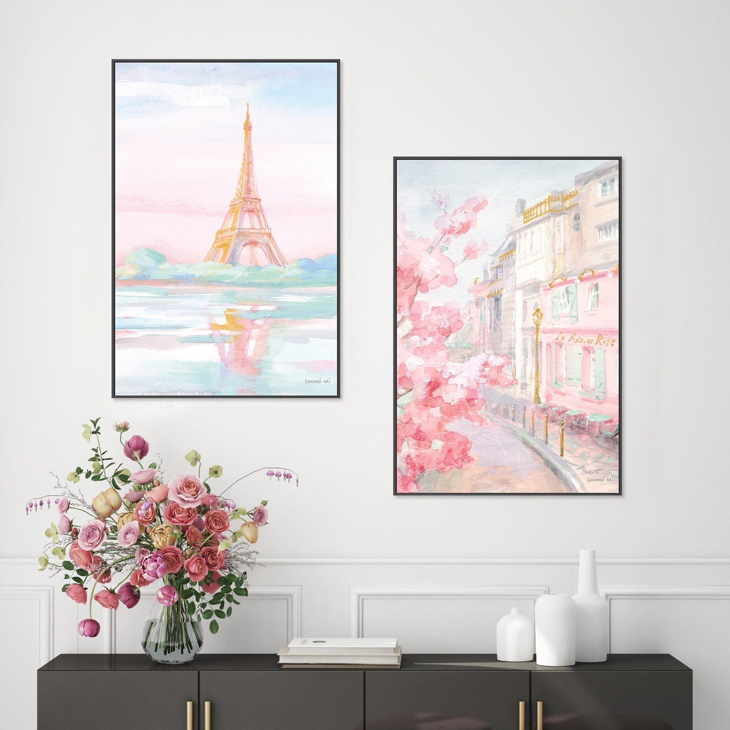 wall-art-print-canvas-poster-framed-Pastel Paris, Style B & E, Set of 2-by-Danhui Nai-Gioia Wall Art