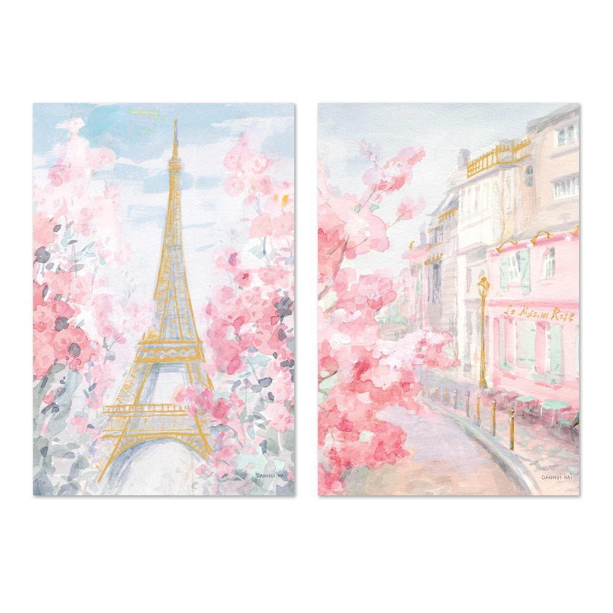 wall-art-print-canvas-poster-framed-Pastel-Paris, Style E & D, Set of 2-by-Danhui Nai-Gioia Wall Art