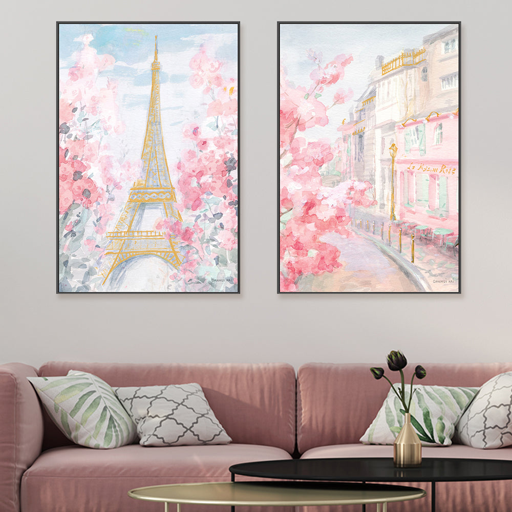 wall-art-print-canvas-poster-framed-Pastel-Paris, Style E & D, Set of 2-by-Danhui Nai-Gioia Wall Art