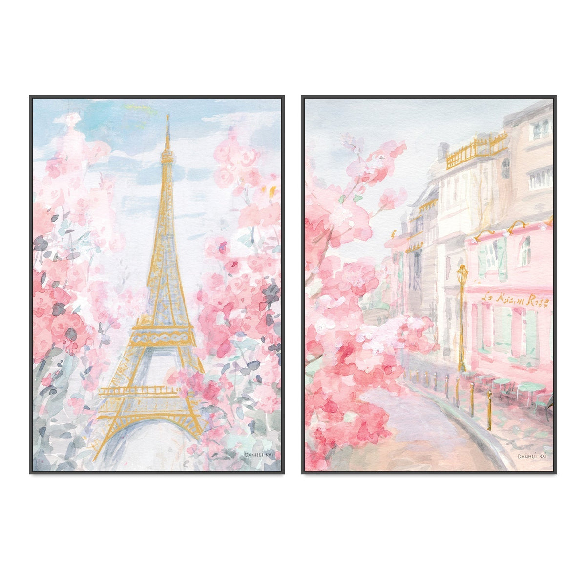 wall-art-print-canvas-poster-framed-Pastel-Paris, Style E & D, Set of 2-by-Danhui Nai-Gioia Wall Art