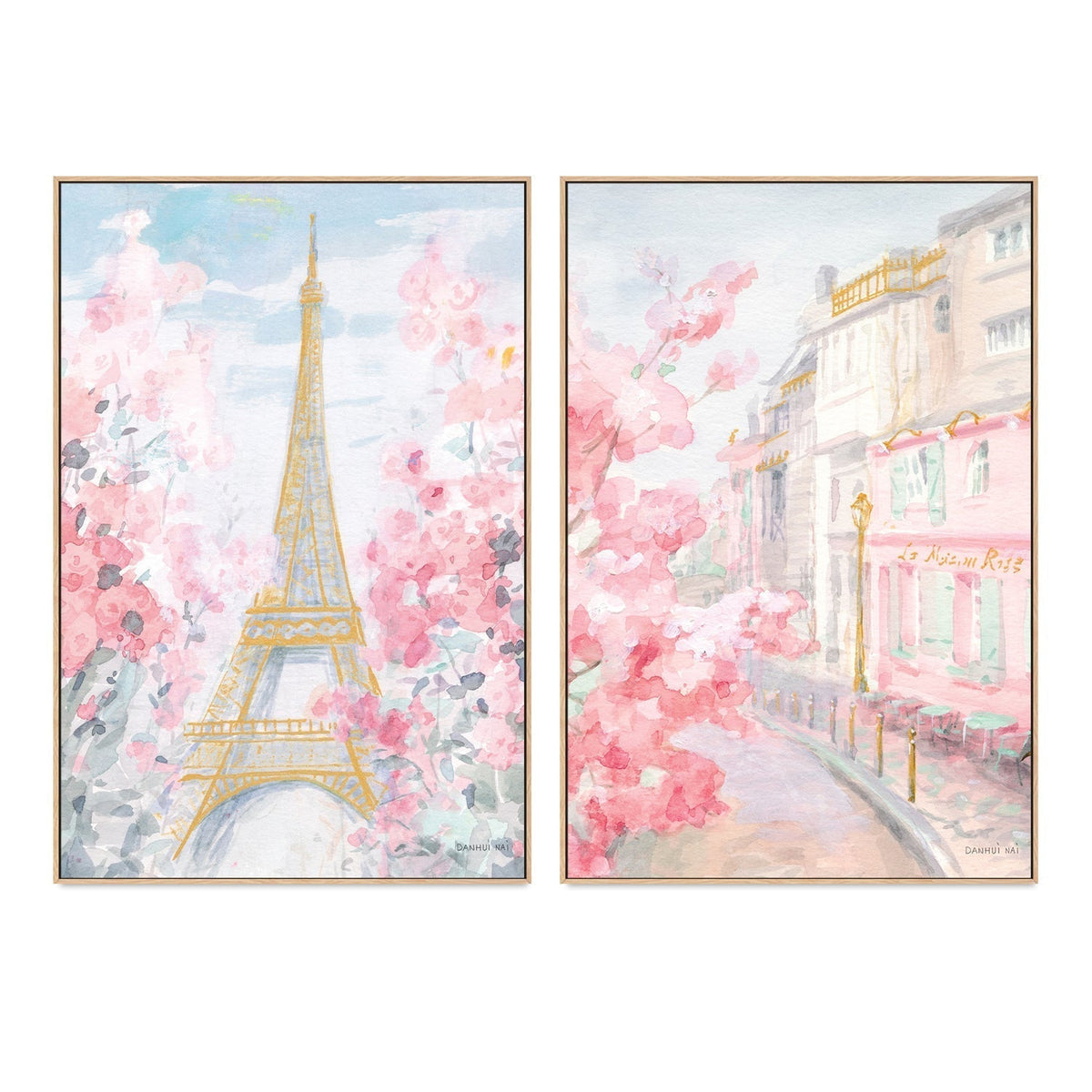 wall-art-print-canvas-poster-framed-Pastel-Paris, Style E & D, Set of 2-by-Danhui Nai-Gioia Wall Art