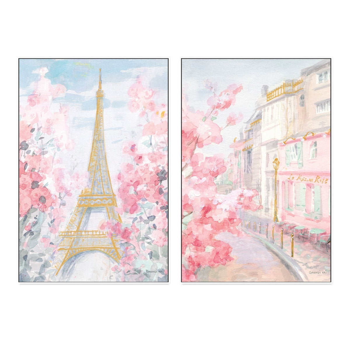 wall-art-print-canvas-poster-framed-Pastel-Paris, Style E & D, Set of 2-by-Danhui Nai-Gioia Wall Art