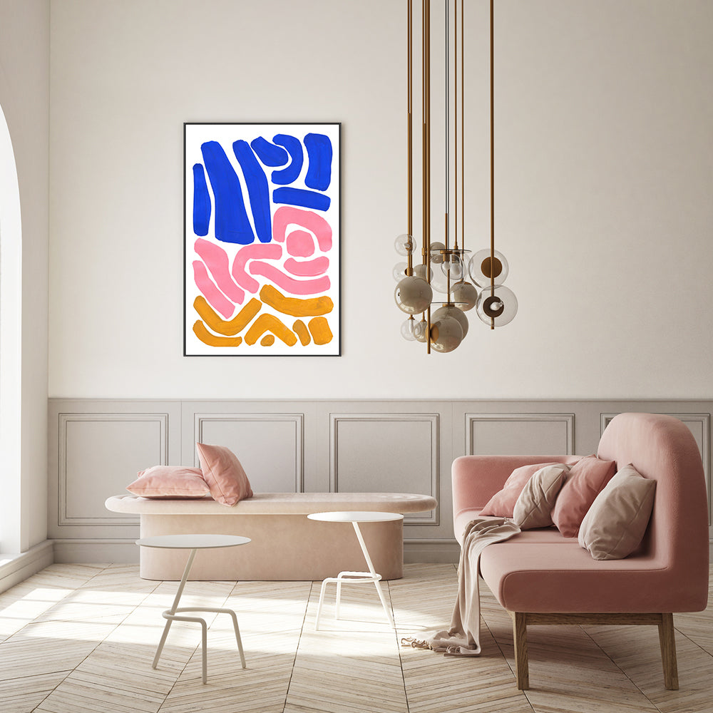 wall-art-print-canvas-poster-framed-Pastel Tribal Maze , By Ejaaz Haniff-GIOIA-WALL-ART