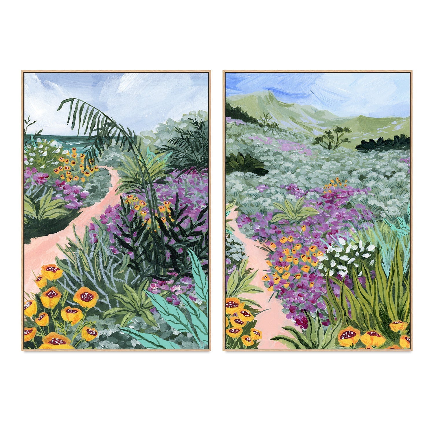 wall-art-print-canvas-poster-framed-Path to the Pacific, Set of 2-4