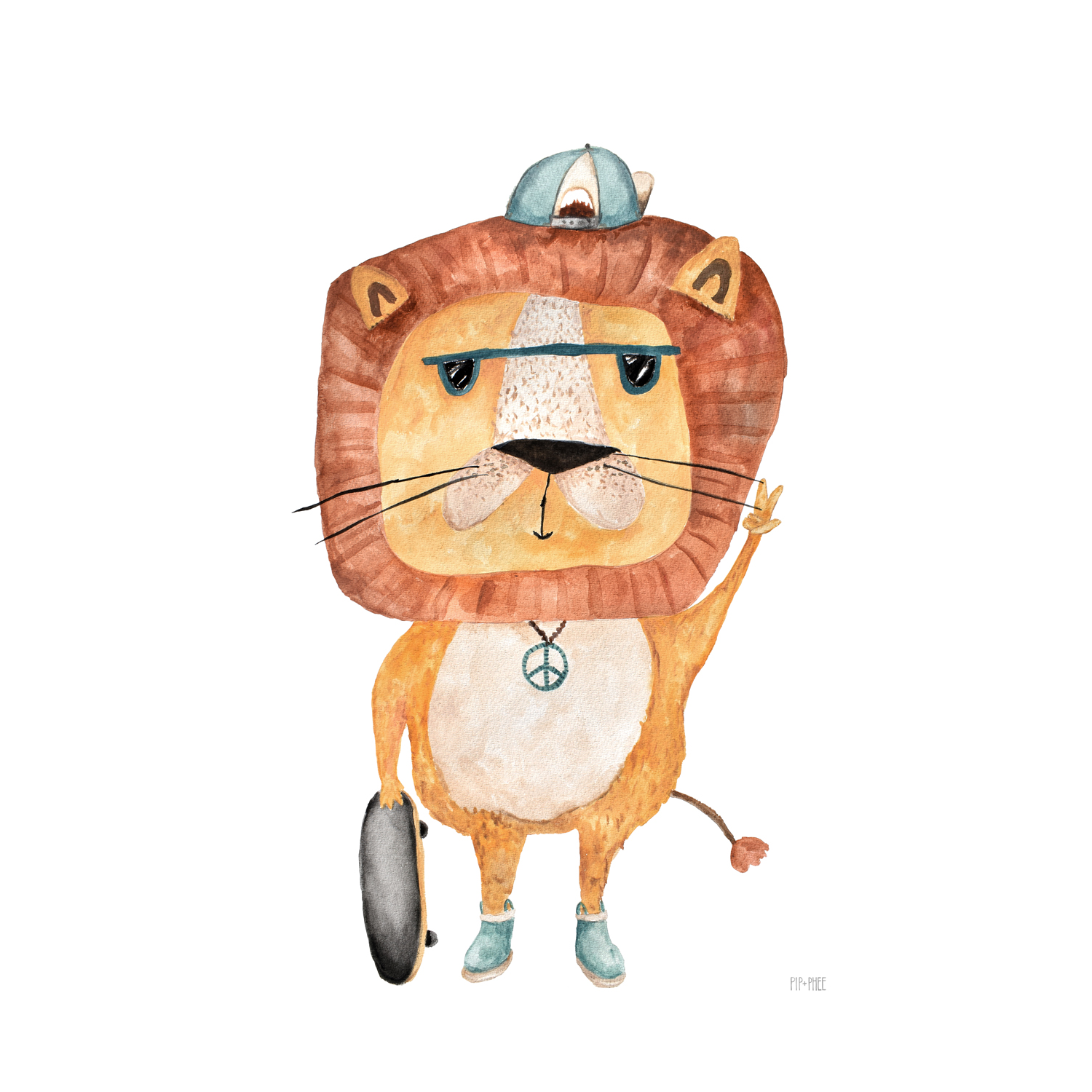 wall-art-print-canvas-poster-framed-Peace Dude Lion , By Pip and Phee-1
