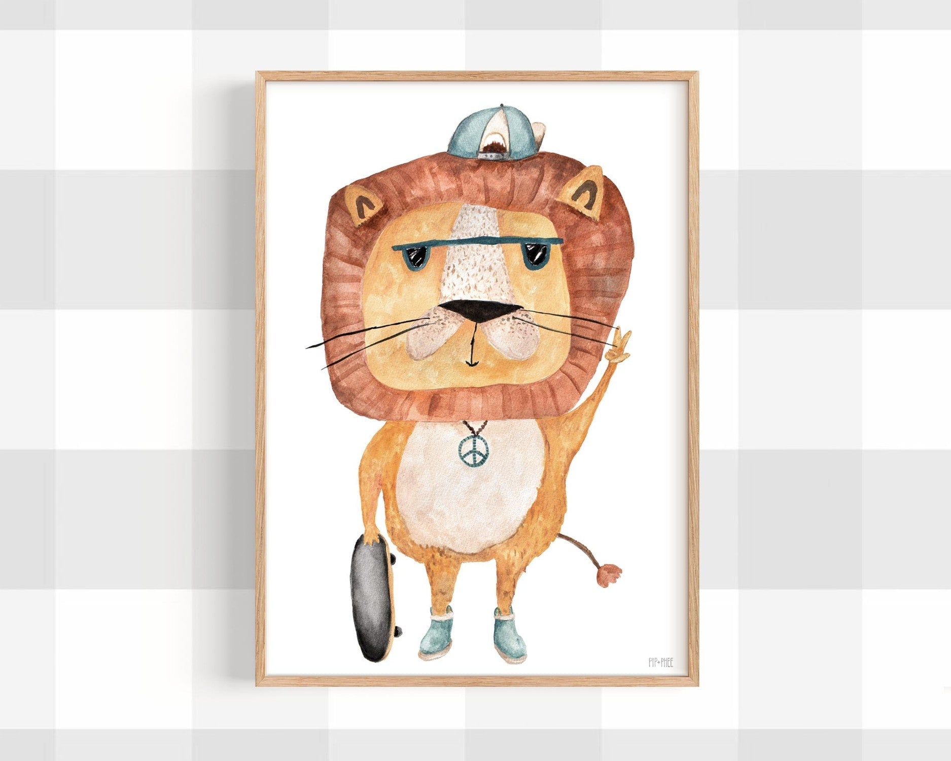 wall-art-print-canvas-poster-framed-Peace Dude Lion , By Pip and Phee-2