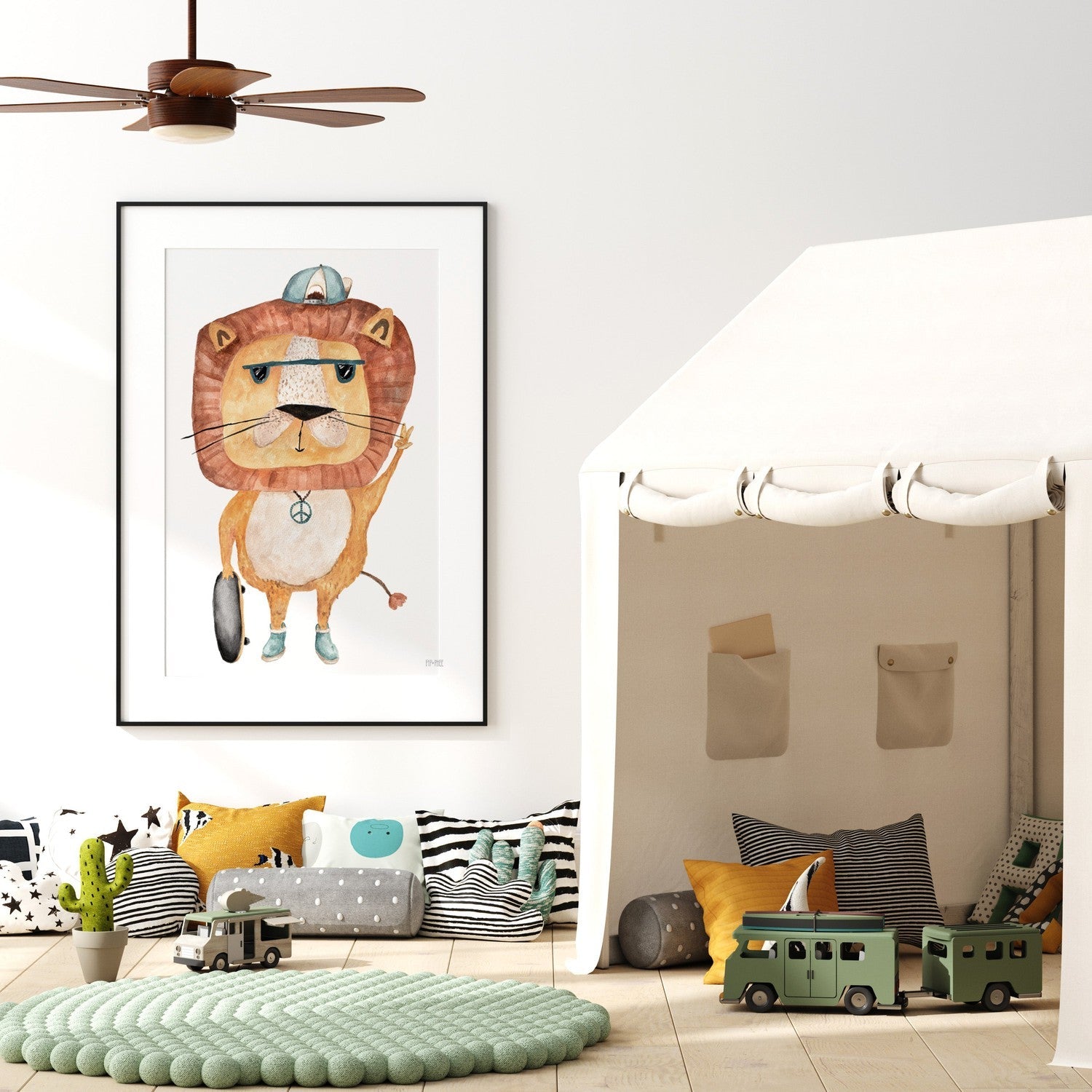 wall-art-print-canvas-poster-framed-Peace Dude Lion , By Pip and Phee-7
