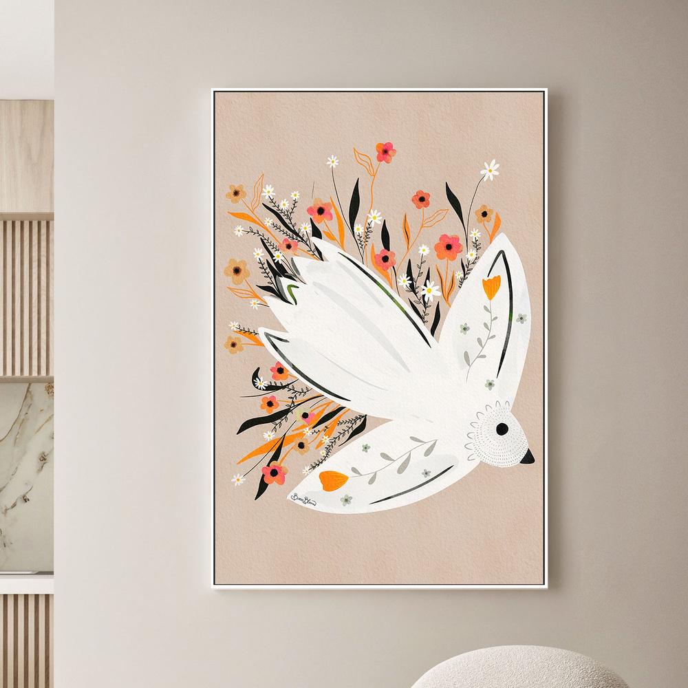 wall-art-print-canvas-poster-framed-Peaceful Floral Dove-2