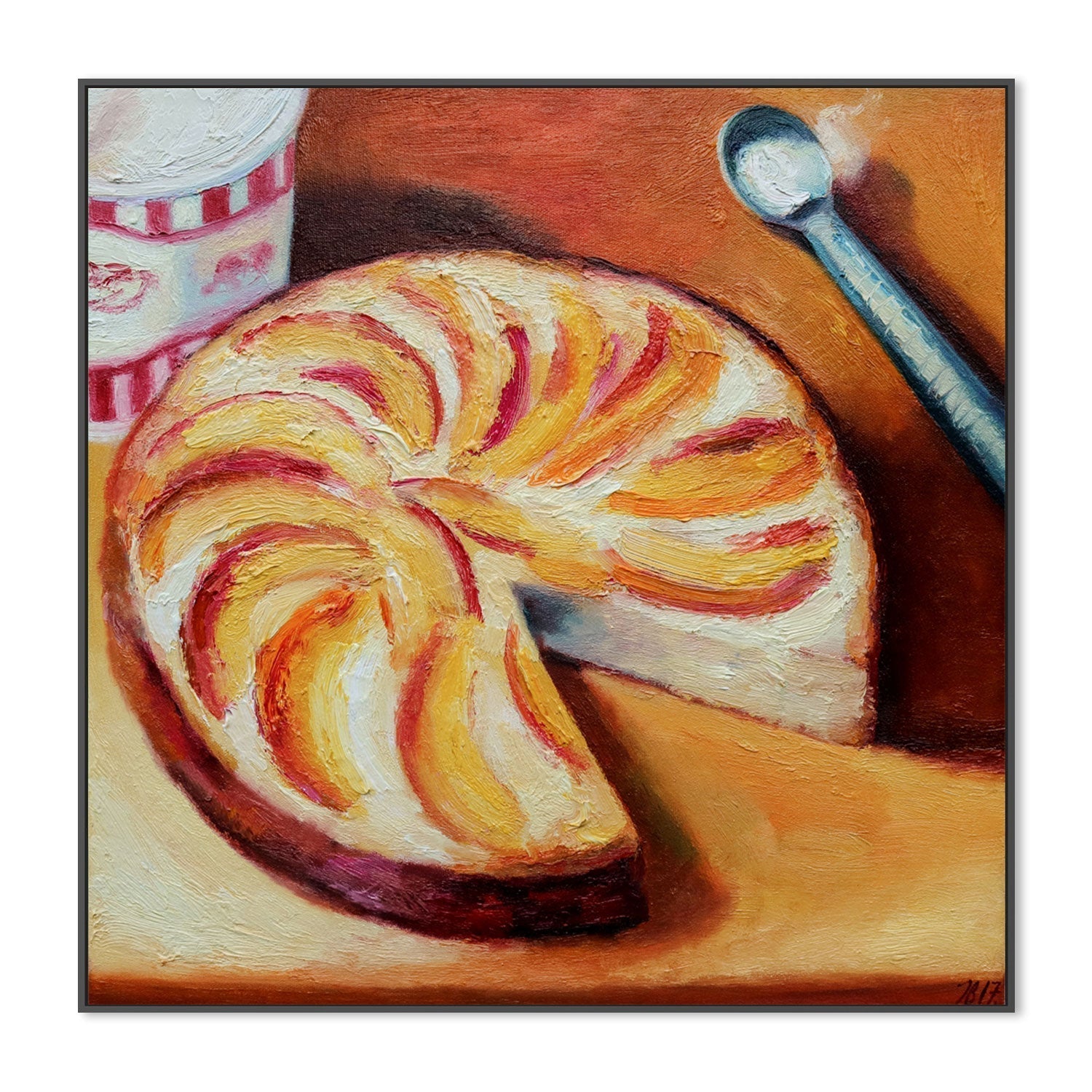 wall-art-print-canvas-poster-framed-Peach Cake And Ice Cream , By Ieva Baklane-GIOIA-WALL-ART