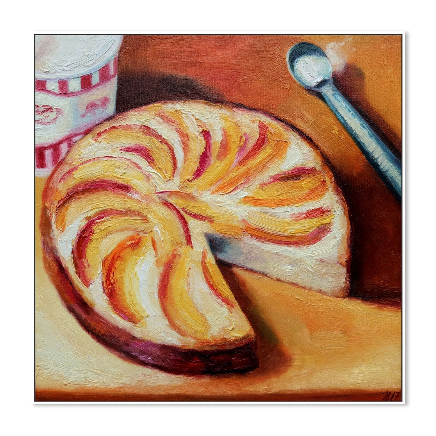 wall-art-print-canvas-poster-framed-Peach Cake And Ice Cream , By Ieva Baklane-GIOIA-WALL-ART