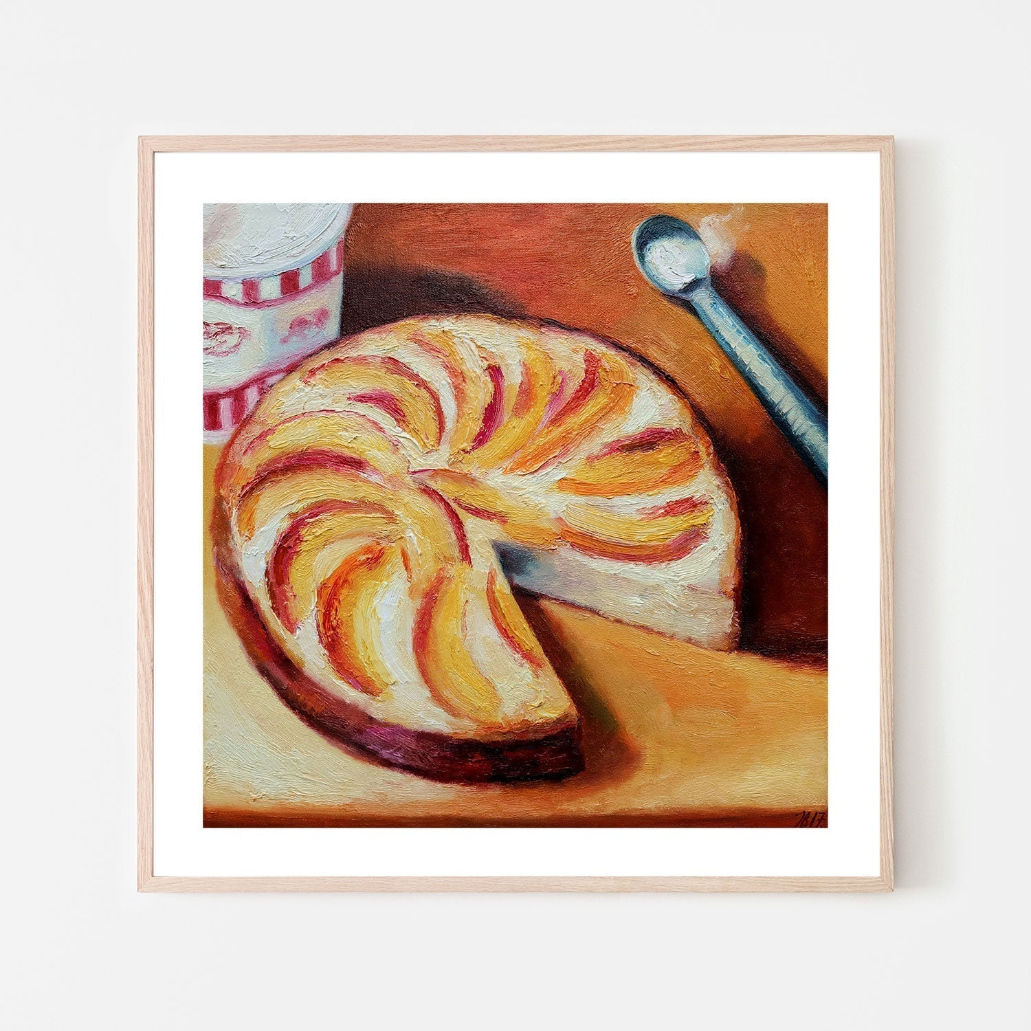 wall-art-print-canvas-poster-framed-Peach Cake And Ice Cream , By Ieva Baklane-GIOIA-WALL-ART