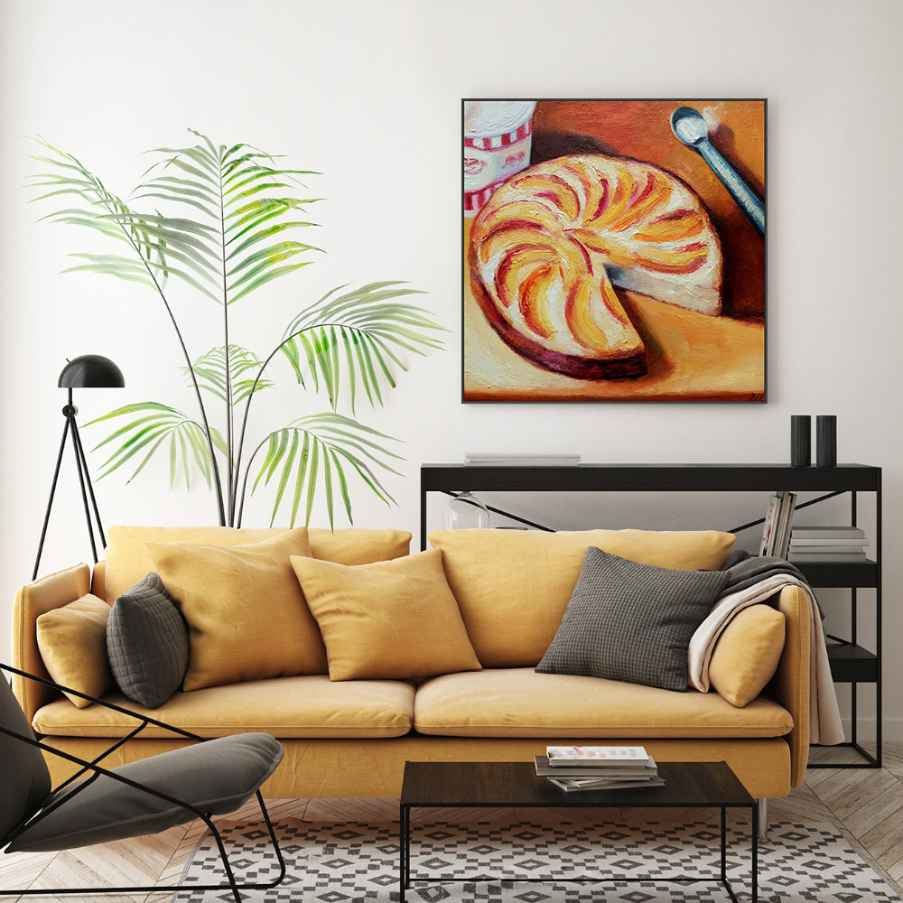 wall-art-print-canvas-poster-framed-Peach Cake And Ice Cream , By Ieva Baklane-GIOIA-WALL-ART