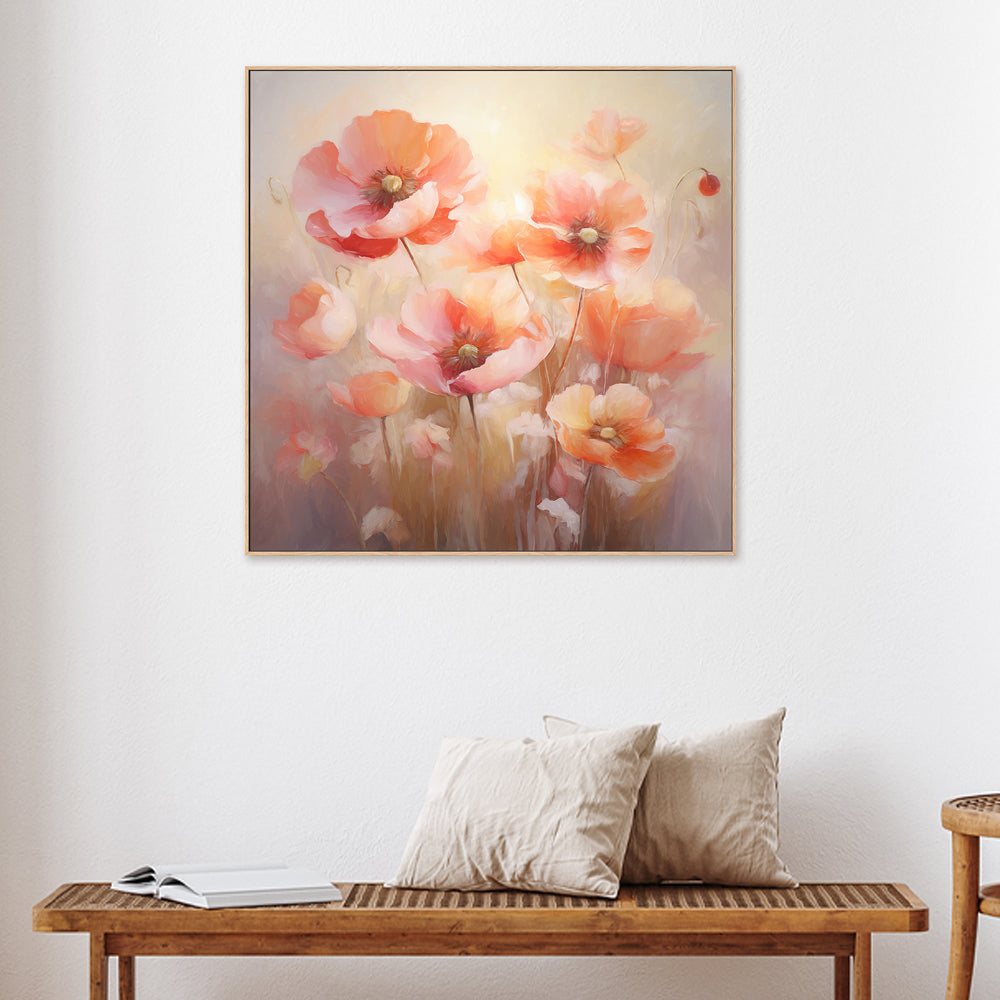 wall-art-print-canvas-poster-framed-Peach Fuzz Poppies , Style A, By Accent Art Studio , By Accent Art Studio-2