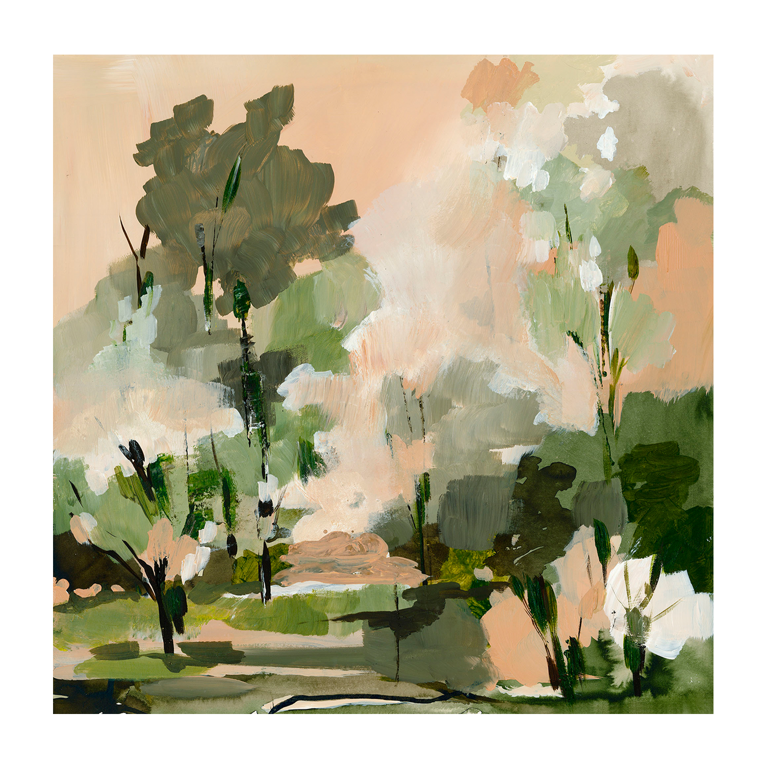 wall-art-print-canvas-poster-framed-Peach Green Forest , By Amelia Aveline-1