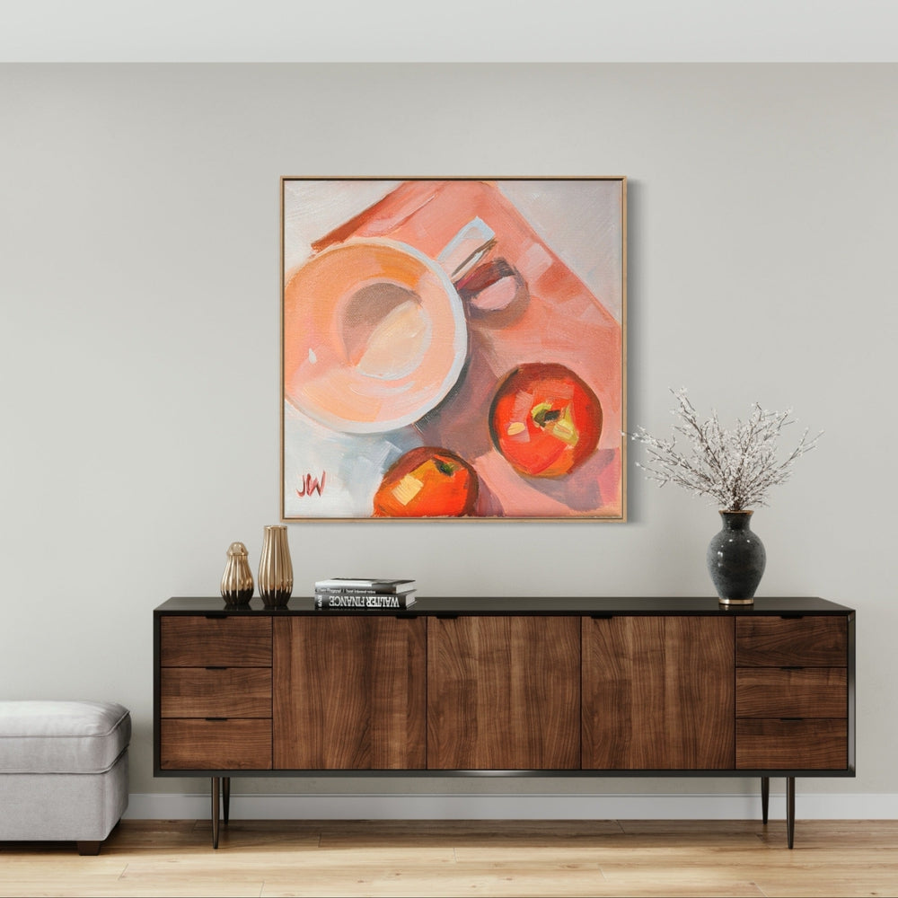 wall-art-print-canvas-poster-framed-Peach Tea Cup-by-Jenny Westenhofer Art-Gioia Wall Art
