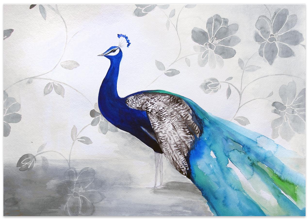 wall-art-print-canvas-poster-framed-Peacock Fable Cool , By Christine Lindstrom-1